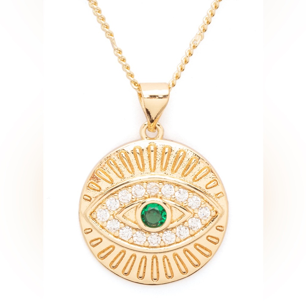 14K Gold Plated Cubic Zirconia Heart Pendant Statement Necklace